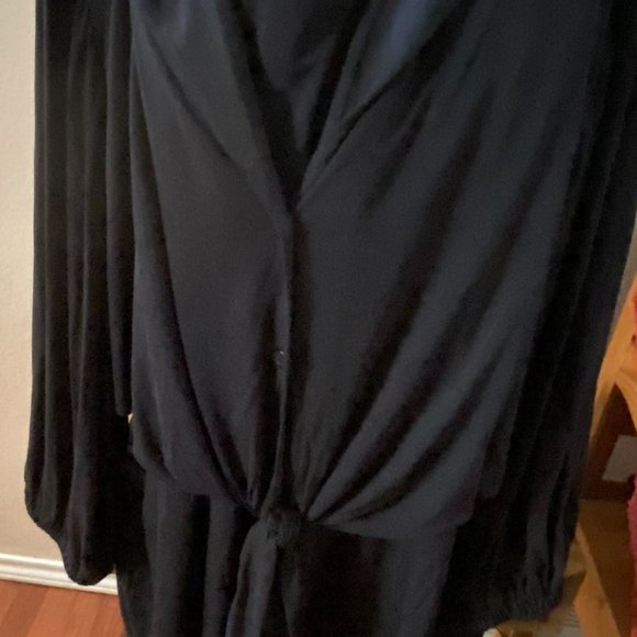 Calvin Klein Black Dress with Button and Tie-front - Picture 2 of 7